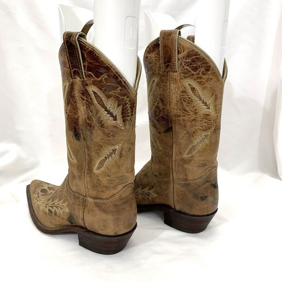 Justin Bent Rail 11" Distressed Tan Cowboy Boots BRL107 Wms EXCELLENT COND - Picture 9 of 13